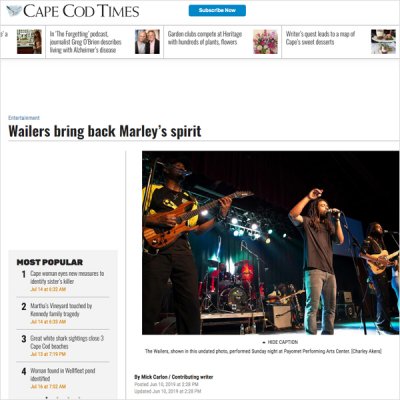 Cape Cod Times - Wailers rave review